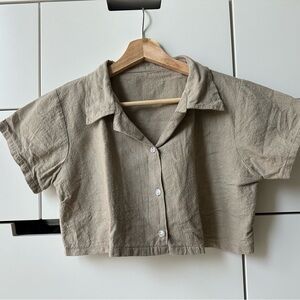 Cropped Button Down Tee